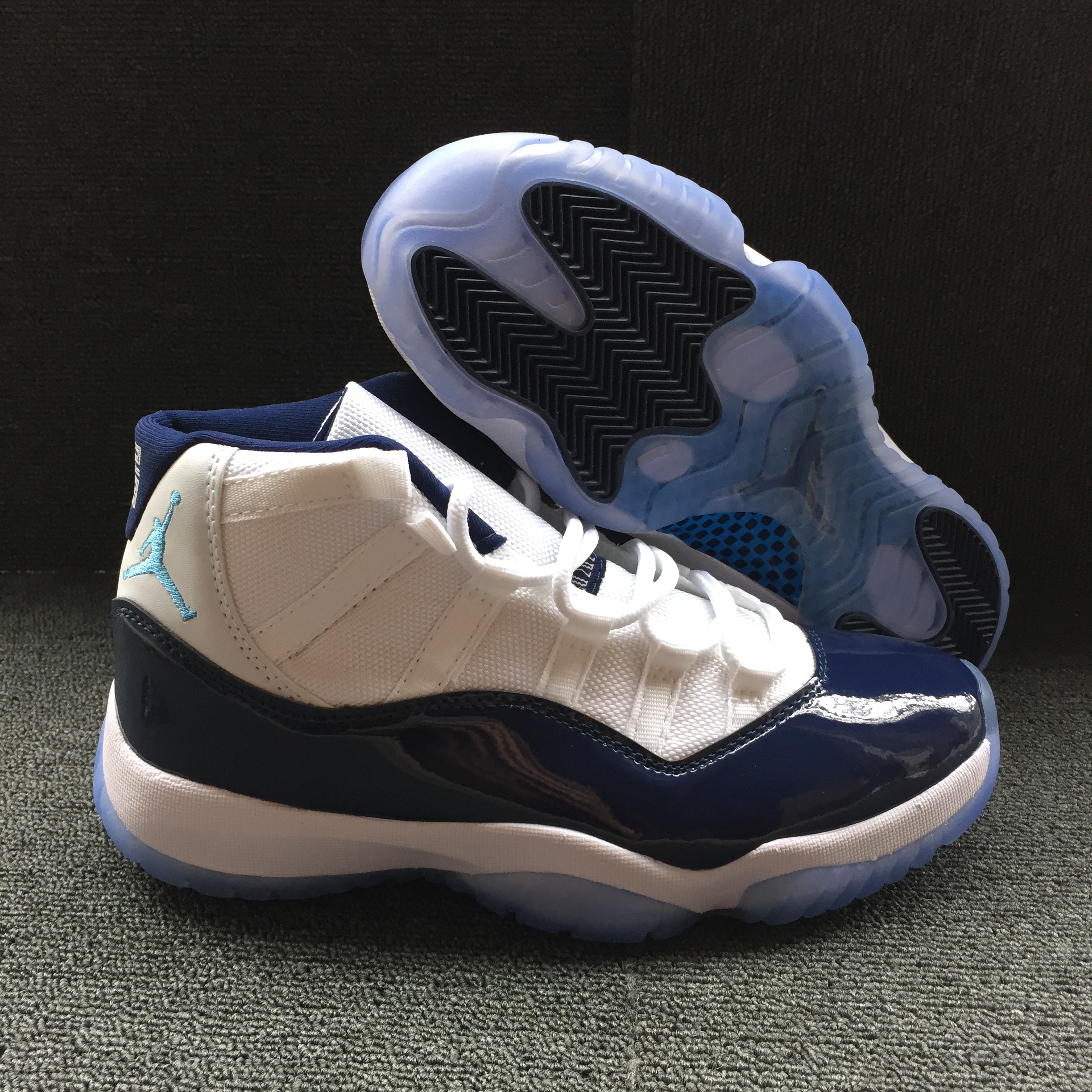 New Air Jordan 11 Retro White Blue Jumpman Shoes